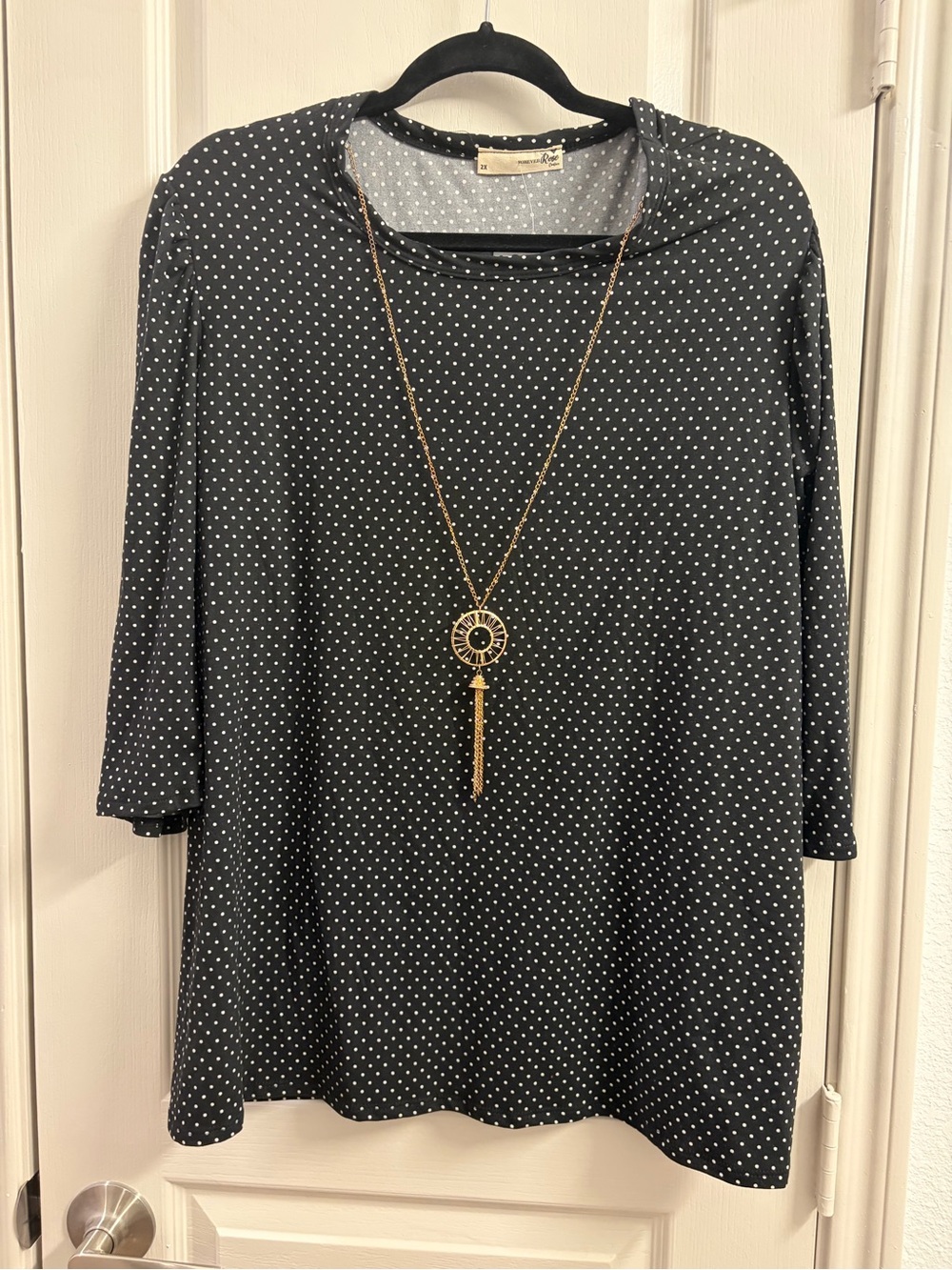 Forever 21 Black Polka Dot Long Sleeve Tunic